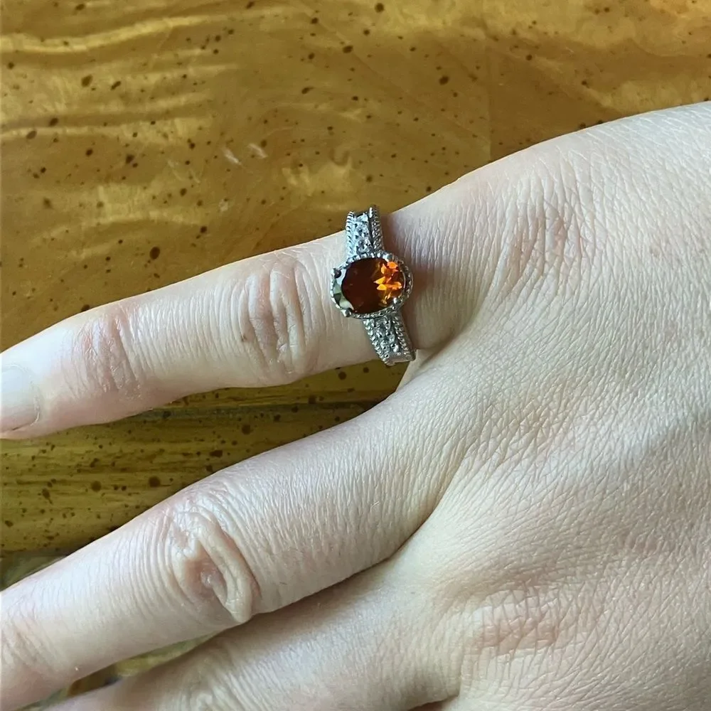 Natural Citrine Sterling Silver Ring Size 5